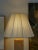 1970s Large Italian Wood Table Lamp With Silk Shade For Sale - Image 4 of 7