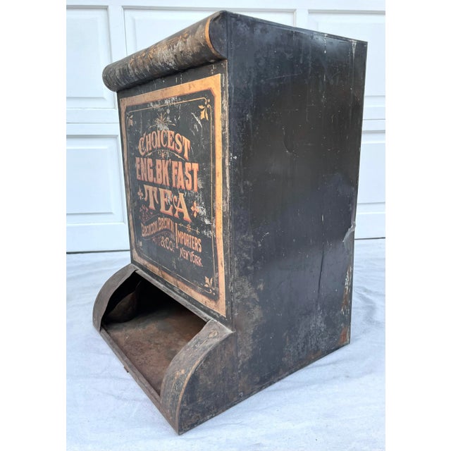 Antique Large Shopkeeper Advertising Tea Metal Bin For Sale - Image 11 of 13