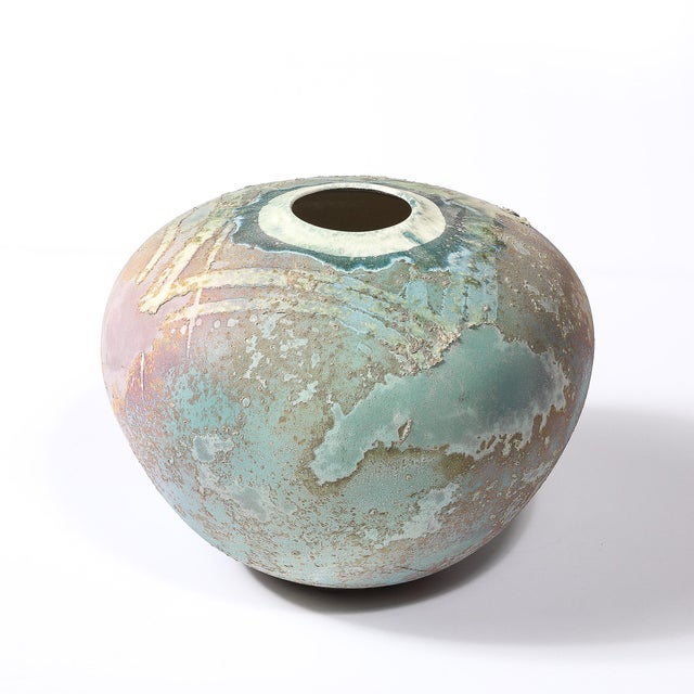 Mid-Century Glazed Gray & Violet Textural Ceramic Vase Signed Tony Evans For Sale In New York - Image 6 of 18
