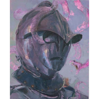 Year of Snake by Elena Burykina | Oil on panel Armor-clad figure with snakes emerging from the helmet. For Sale