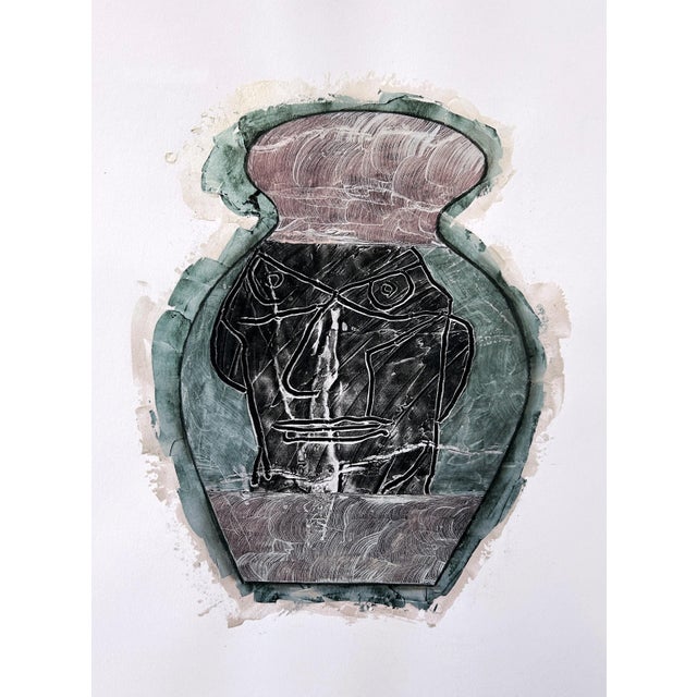 Bill Richards 20th-21st C. American Post Modernist Mixed Media Monotype Triptych For Sale - Image 4 of 7