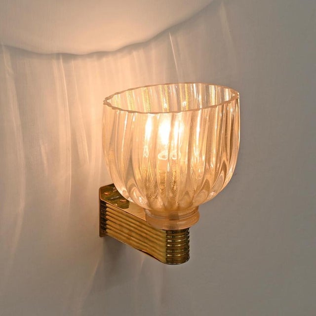 1950s Large Murano Glass Flower Sconces from Seguso, Italy, 1950s, Set of 2 For Sale - Image 5 of 16
