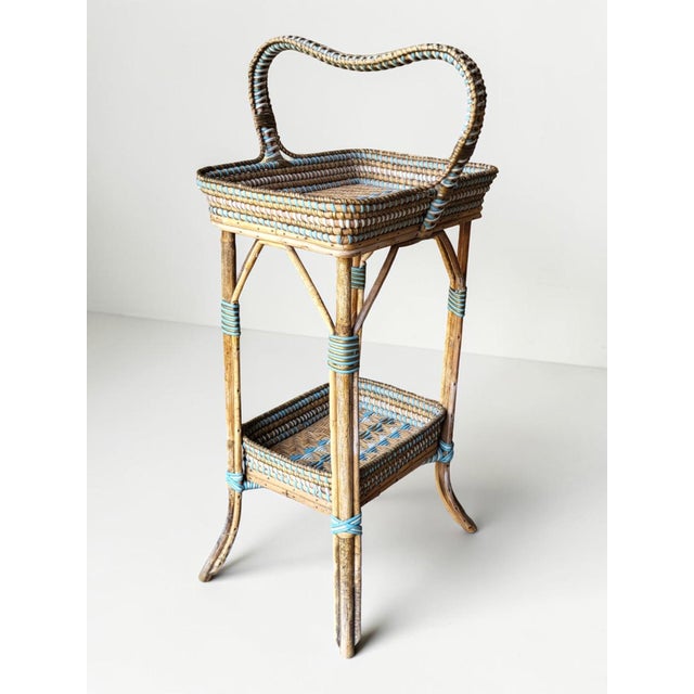Napoleon III Rattan Serving Bar Cart, 1890s For Sale - Image 3 of 8