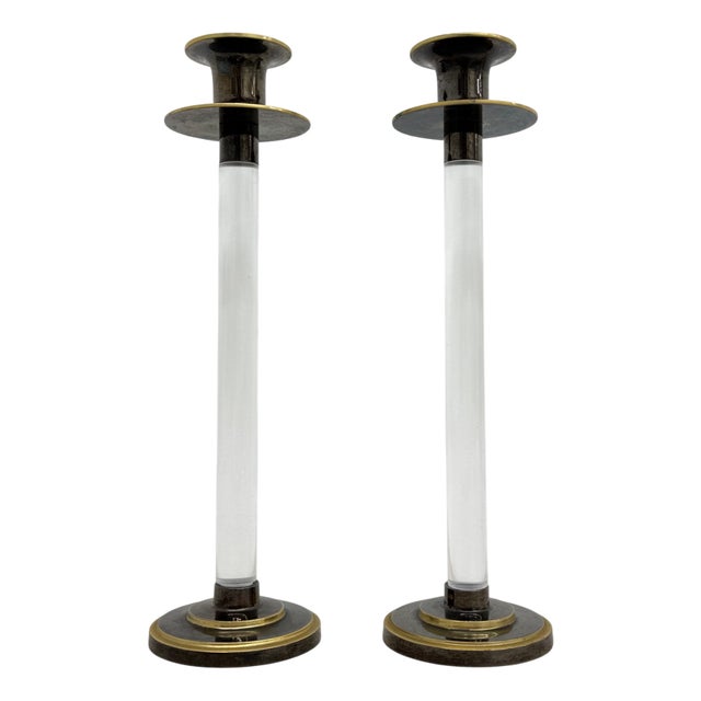 Acrylic Glass Candleholders from Caravell, 1970s, Set of 2 For Sale