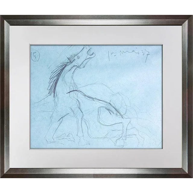 1960s Pablo Picasso Guernica Study Lithograph, Limited Edition Numbered, Custom Framed For Sale - Image 5 of 5