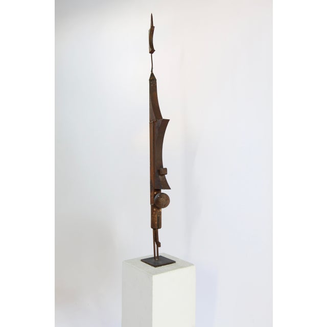 Untitled Iron Stele by Edwin Neyer, Austria, 1973 Abstract iron sculpture by Austrian artist Edwin Neyer, signed E.N. and...
