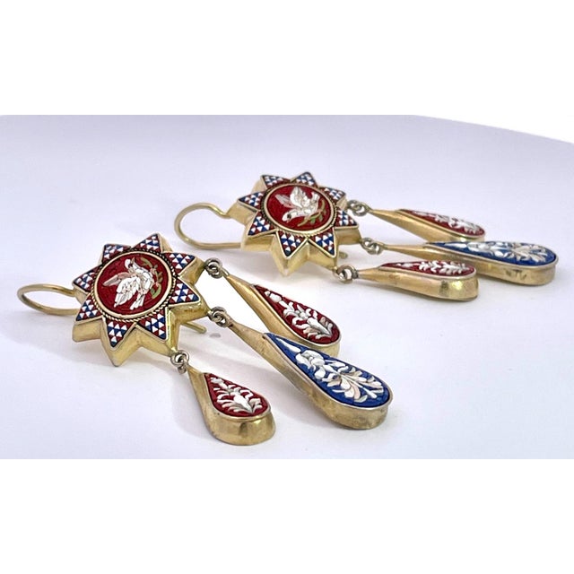 Antique 1880's Micro Mosaic Drop Earrings - 2 Pieces For Sale - Image 10 of 12