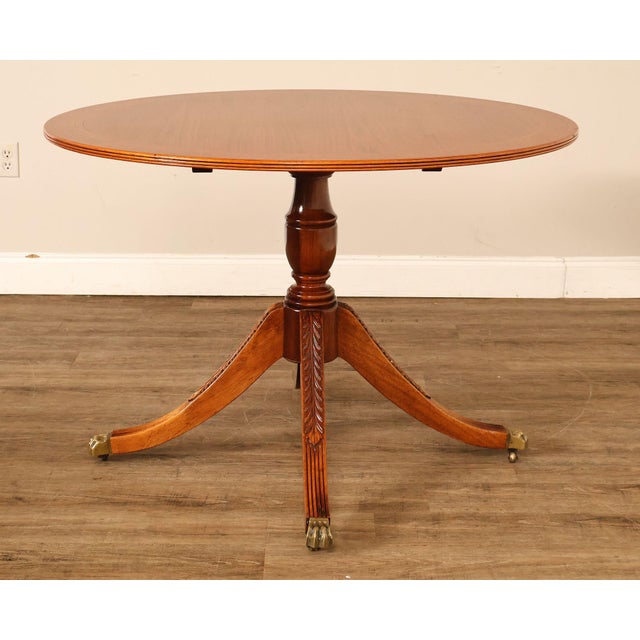 Duncan Phyfe Style Mahogany Round Breakfast Table With Brass Claw Feet For Sale - Image 15 of 18