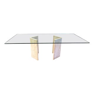 Vintage Italian Travertine Dining Table, 1970s For Sale