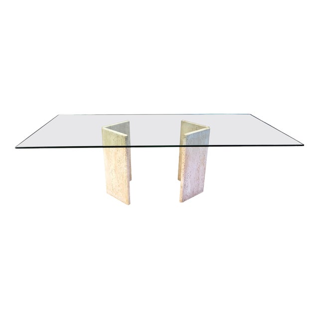 Vintage Italian Travertine Dining Table, 1970s For Sale