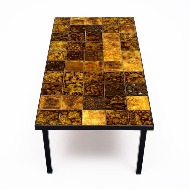 French Ceramic Tiled Coffee Table From Vallauris For Sale - Image 4 of 9
