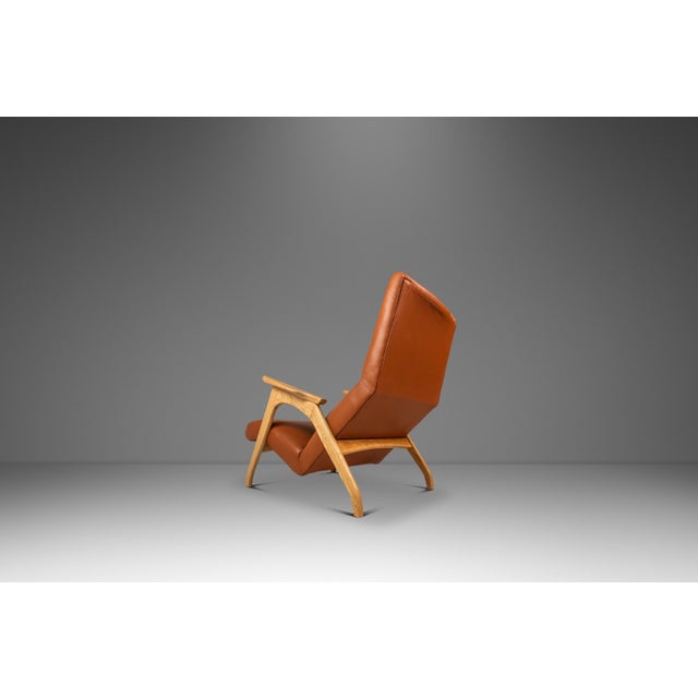 Wood Rare Mid-Century Modern Sculptural Lounge Chair & Ottoman in Oak & Italian Leather in the Manner of Adrian Pearsall, Usa, C. 1960s For Sale - Image 7 of 18