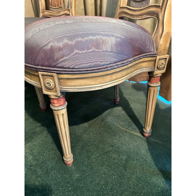 French Provincial Mid 20th Century Louis XVI Maison Jansen Style Balloon-Back Dining Chairs, Set of 4 For Sale - Image 3 of 11
