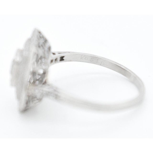 1920s Art Deco Octagonal Engagement Ring, Platinum and Diamonds, French 1925, Size 5.25 For Sale - Image 5 of 6