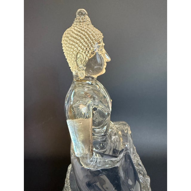 1970s 1970s Lucite Buddha Figure on Lotus Throne Pedestal For Sale - Image 5 of 13
