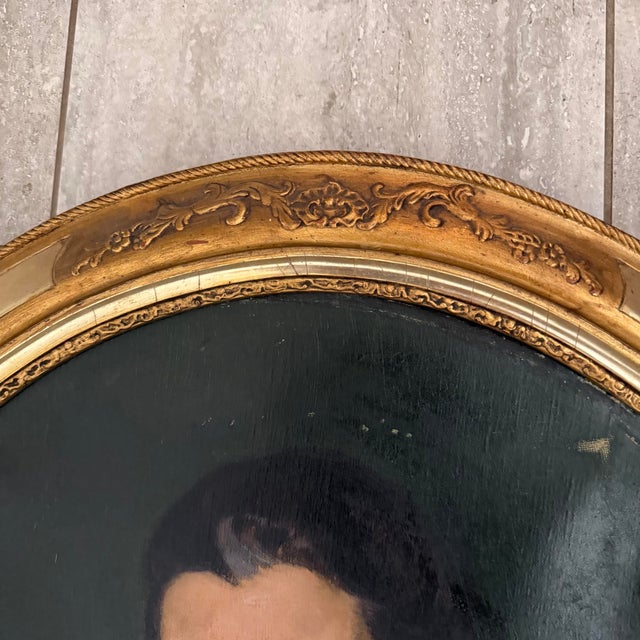 1930s 20th Century Portrait of a Woman- Framed in an Oval Frame For Sale - Image 5 of 7