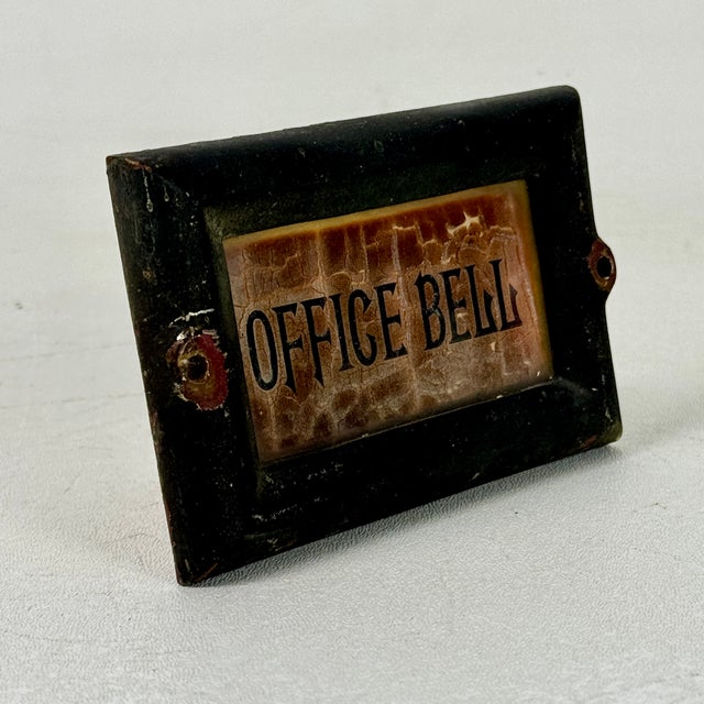 Rare Late 19th Century Antique Small Cast Iron Plaque Sign Stating "Office Bell" For Sale - Image 4 of 11