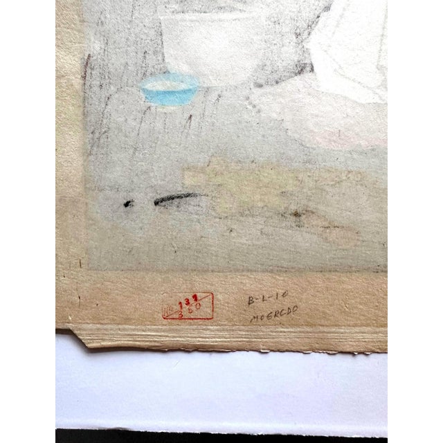 1950s Framed Rare Japanese Woodblock Print Le Genie Sans Nom by Paul Jacoulet For Sale - Image 5 of 15