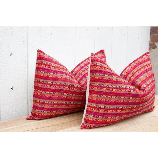Pair of Wedding Silk Shawl Pillow For Sale - Image 4 of 10