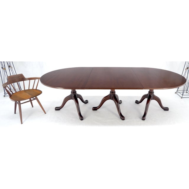 Wood Kittinger Tripple Tripod Base 2x24" Extensions Leaves Oval Dining Banquet Table For Sale - Image 7 of 11