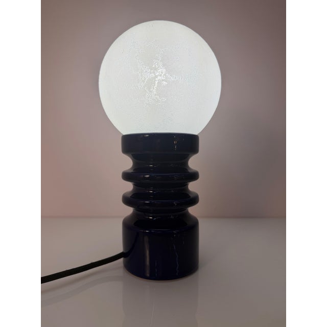 Blue Ceramic and Glass Table Lamp by Cari Zalloni for Dümler & Breiden, 1970s For Sale - Image 11 of 11