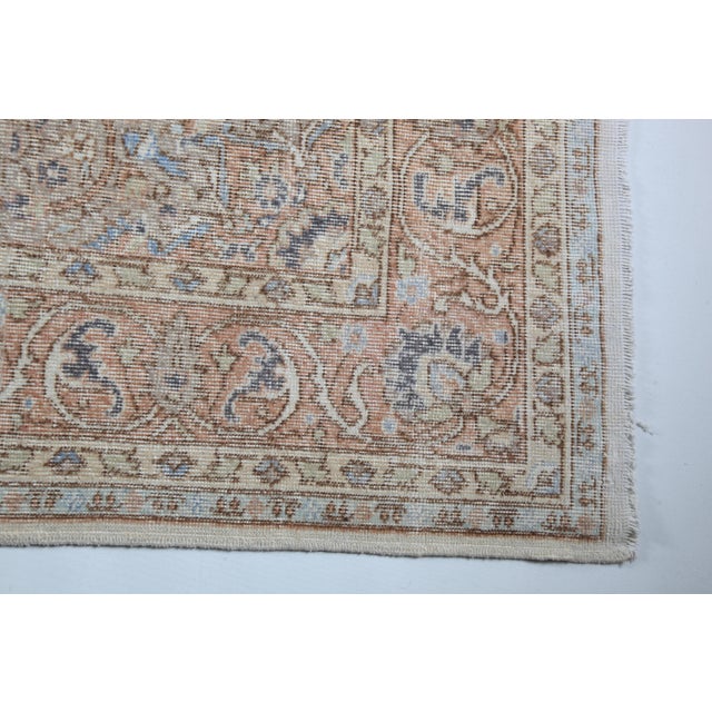 Turkish Hand-Knotted Vintage Floor Rug – Medallion & Vinework in Soft Earth Tones - For Sale - Image 4 of 13
