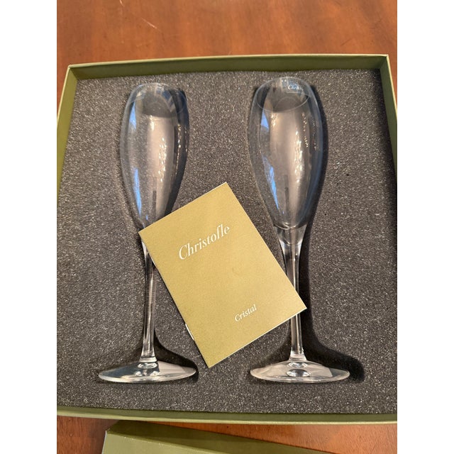Modern Christofle Albi Coffret Cadeau 2 Flutes with Gift Box For Sale - Image 9 of 11