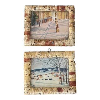 Willard Morse Mitchell Minature Watercolor Paintings, C. 1941- Set of 2 For Sale