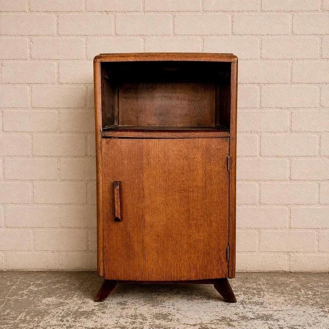 Wood Oak Bedside Cabinet and Compact Utility Cupboard, 1950s For Sale - Image 7 of 7