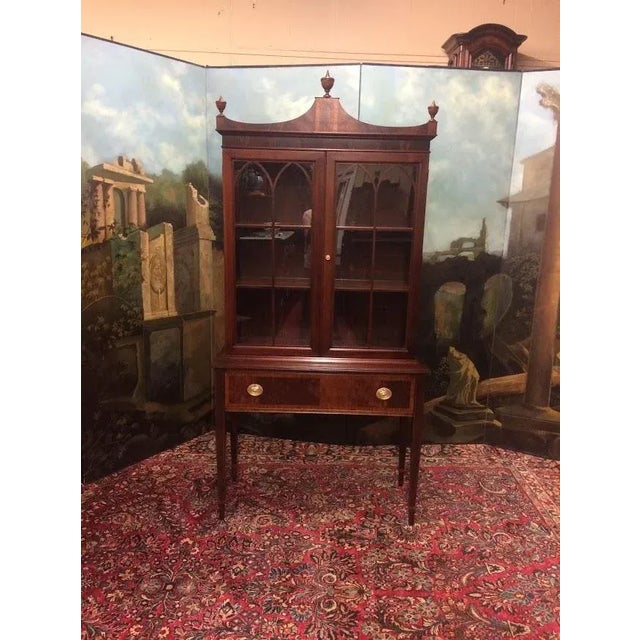 Vintage Federal China Cabinet, Bookcase Cabinet For Sale - Image 6 of 12