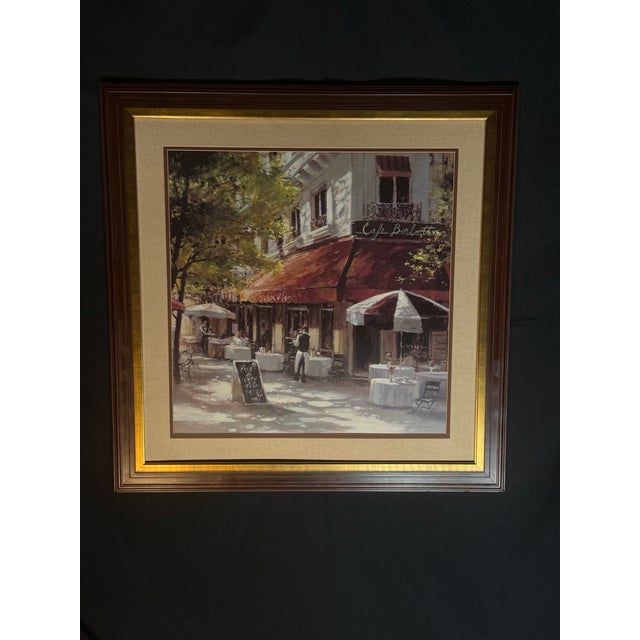 Late 20th Century Late 20th Century Framed Parisian Bistro Street Scene Wall Art For Sale - Image 5 of 5