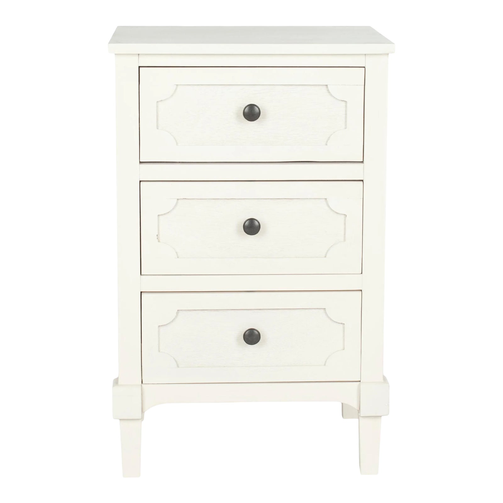 Three Drawer Side Chest in White | Chairish