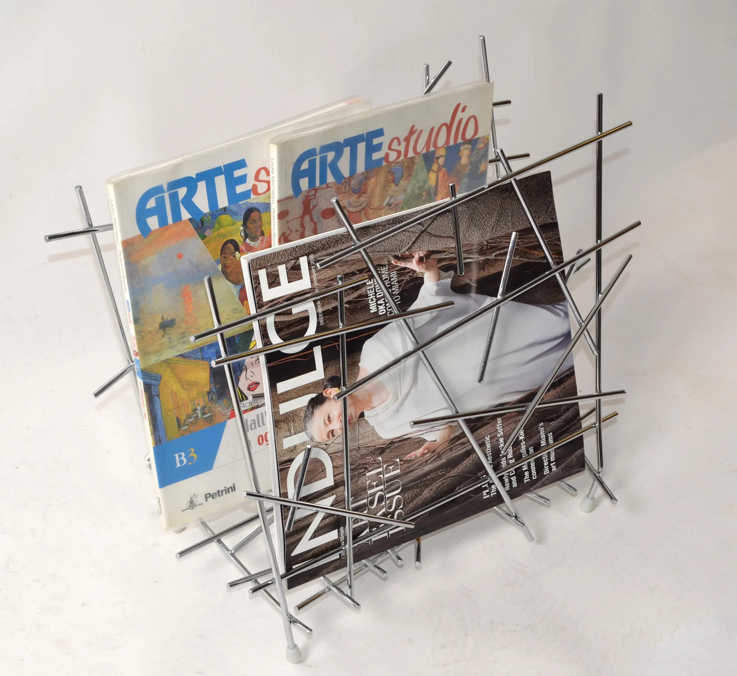 Alessi Chrome Steel Magazine Holder Stand Fratelli Campana Italy