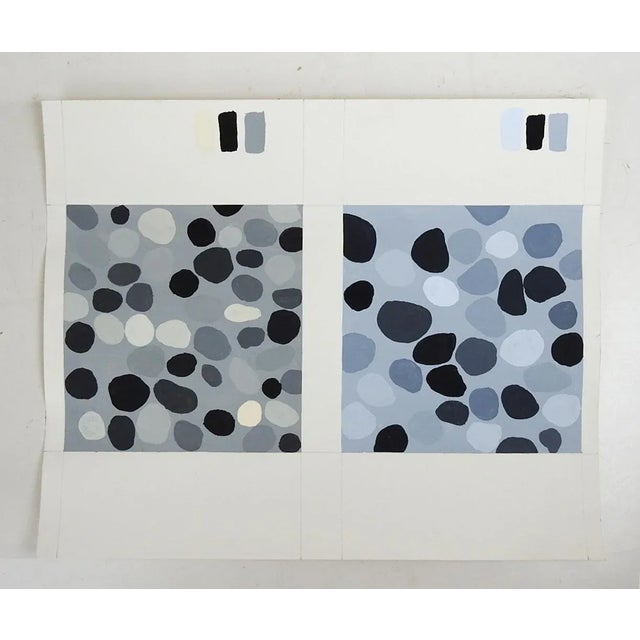 Late 20th century gouache on paper warm and cool gray abstract dots painting. Both on the same piece of paper. Unsigned....