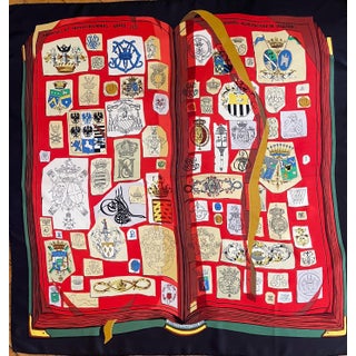 HERMES CHIFFRES et MONOGRAMMES red silk scarf 1986 France For Sale