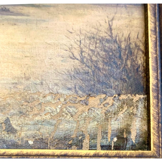 Antique Oil Painting of Frederiksborg Castle in the Winter For Sale In Tulsa - Image 6 of 8