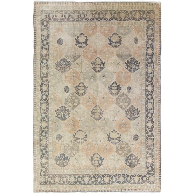 Vintage Turkish Sivas Handmade Allover Motif Beige Wool Rug For Sale - Image 9 of 9