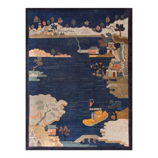 Vintage Chinese Art Deco Rug 9'0" X 11'8" For Sale