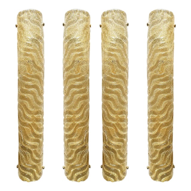 Venetian Gold Graniglia Murano Glass Wall Sconces by Simoeng, Set of 4 For Sale