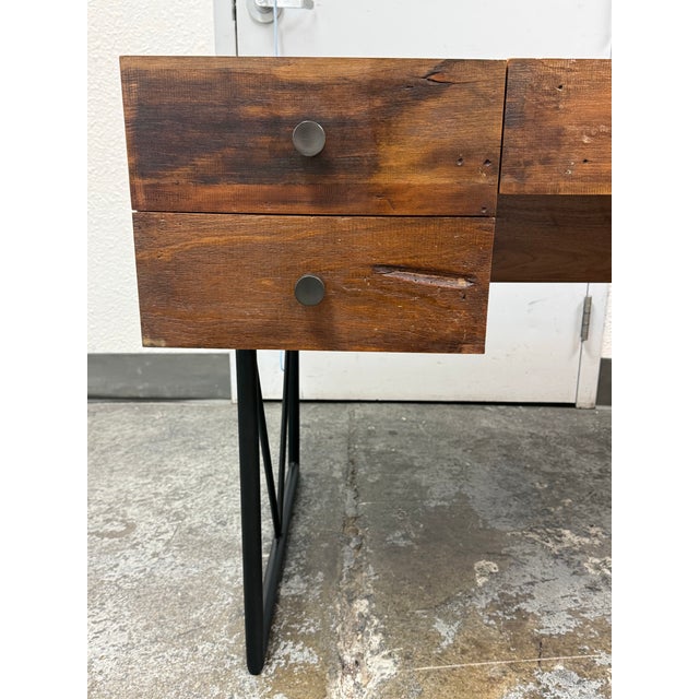 Brown Crate & Barrel Atwood Rustic Industrial Desk For Sale - Image 8 of 12