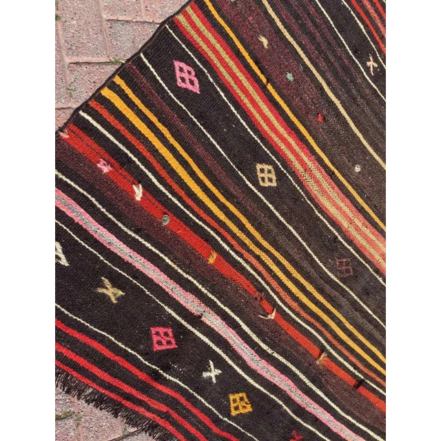 Mid-Century Modern Tribal Striped Turkish Kilim Rug - 75" X 116" For Sale - Image 3 of 11