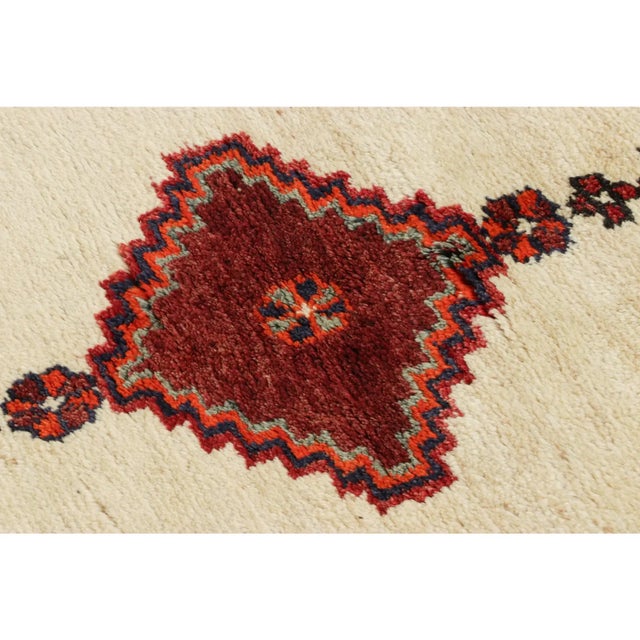 Rug & Kilim Antique Gabbeh Persian Tribal Rug, Beige With Geometric Medallion - Rug & Kilim For Sale - Image 4 of 8