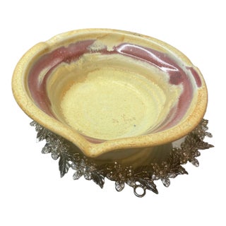 1970s Gorgeous Signed Stone Bridge Pottery Drip Glaze 7” Stoneware Bowl For Sale
