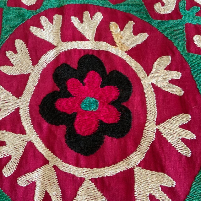 Antique Signed Hand-Embroidered Large Suzani Textile For Sale - Image 12 of 13