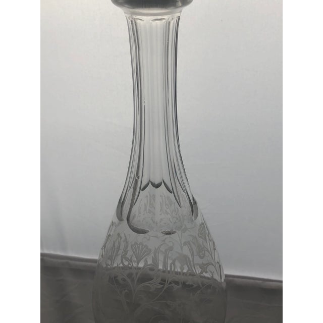 Glass Vintage Baccarat Crystal Wine Decanter Etched Flower Vines For Sale - Image 7 of 9