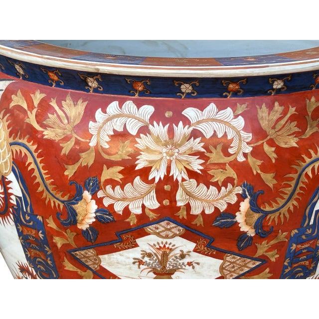 Oriental Vintage Porcelain Red Copper Color Phoenix Graphic Pot Planter For Sale - Image 11 of 12