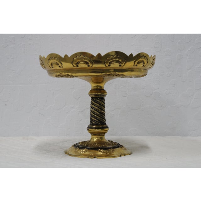 Brass Gilded Brass Compote W/ Repousse Made by Martin Hall & Company For Sale - Image 8 of 8