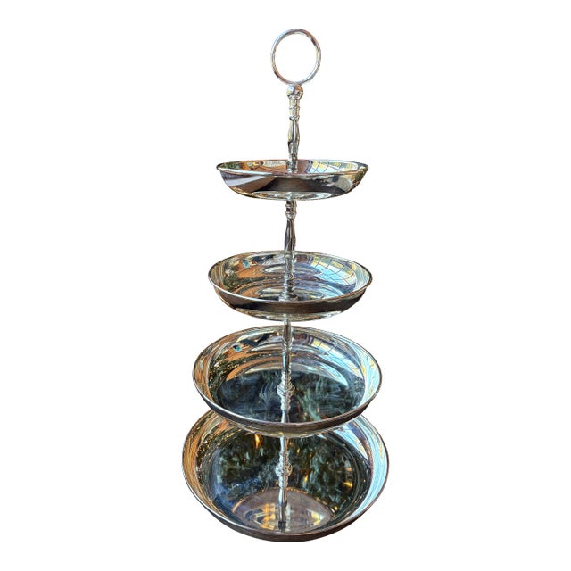Late 20th Century International Silver Four-Tier Silver-Plated Serving Stand For Sale