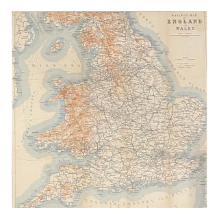 1910 England and Wales Railway Map For Sale