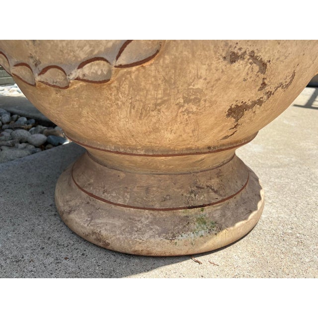 Pair of French Garden Pots From Anduze With Antiqued Patina, Mascarons and Swags For Sale - Image 9 of 16